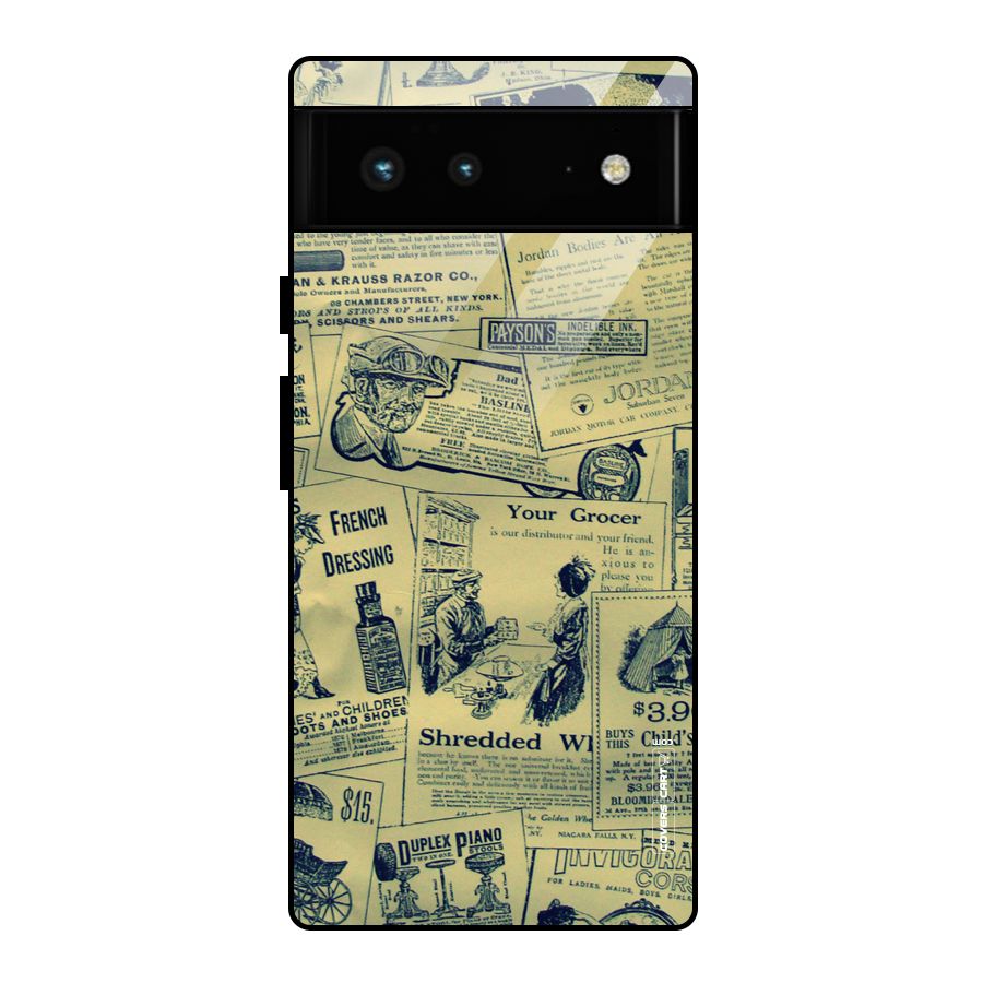Vintage Newspaper Cutouts Glass Back Case for Google Pixel 6