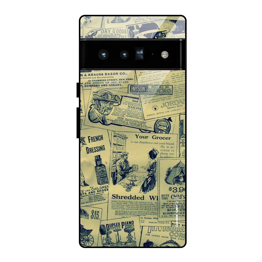 Vintage Newspaper Cutouts Glass Back Case for Google Pixel 6 Pro