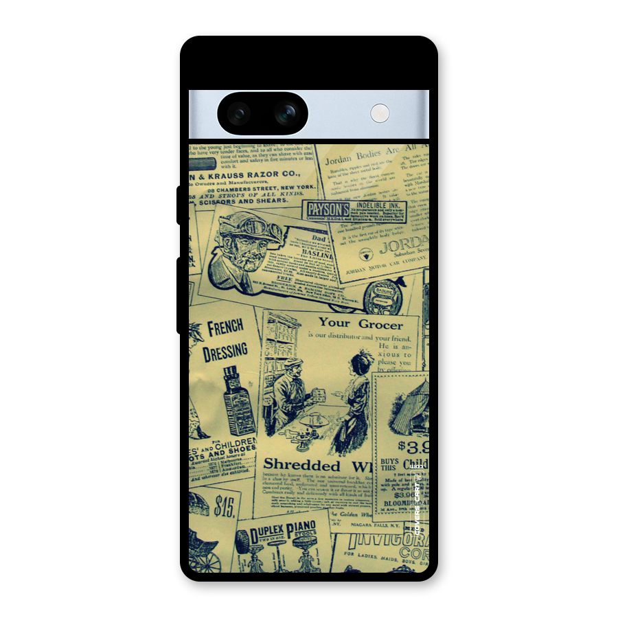 Vintage Newspaper Cutouts Glass Back Case for Google Pixel 7a