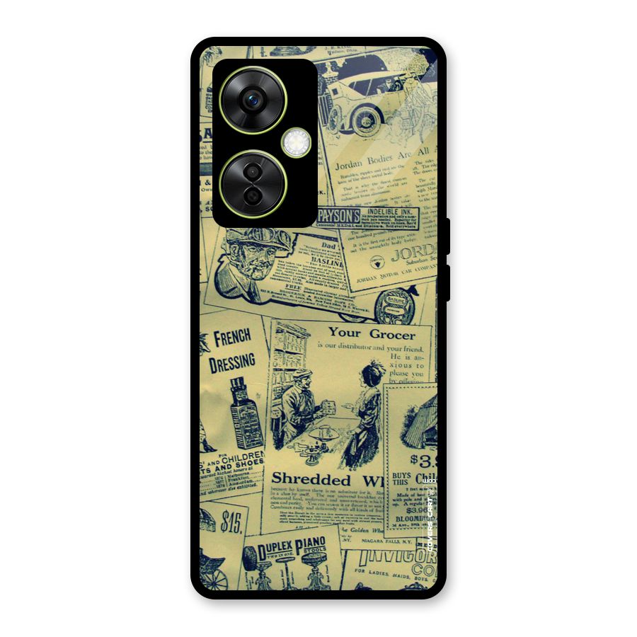 Vintage Newspaper Cutouts Glass Back Case for OnePlus Nord CE 3 Lite
