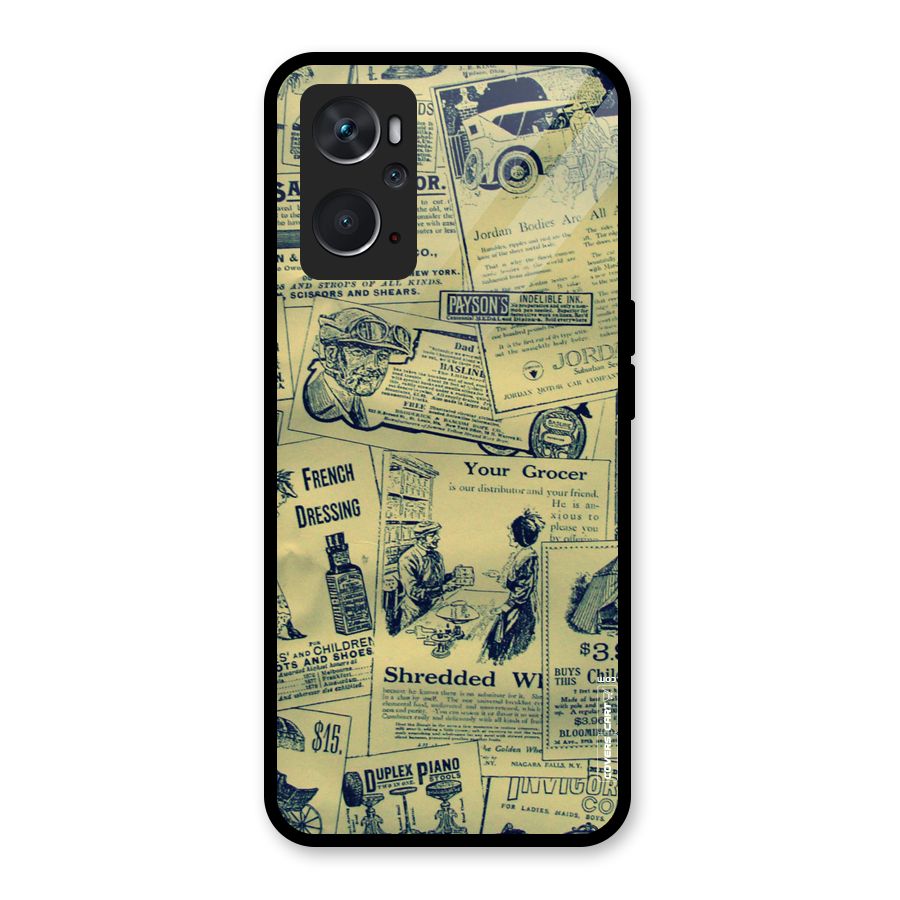 Vintage Newspaper Cutouts Glass Back Case for Oppo K10 4G
