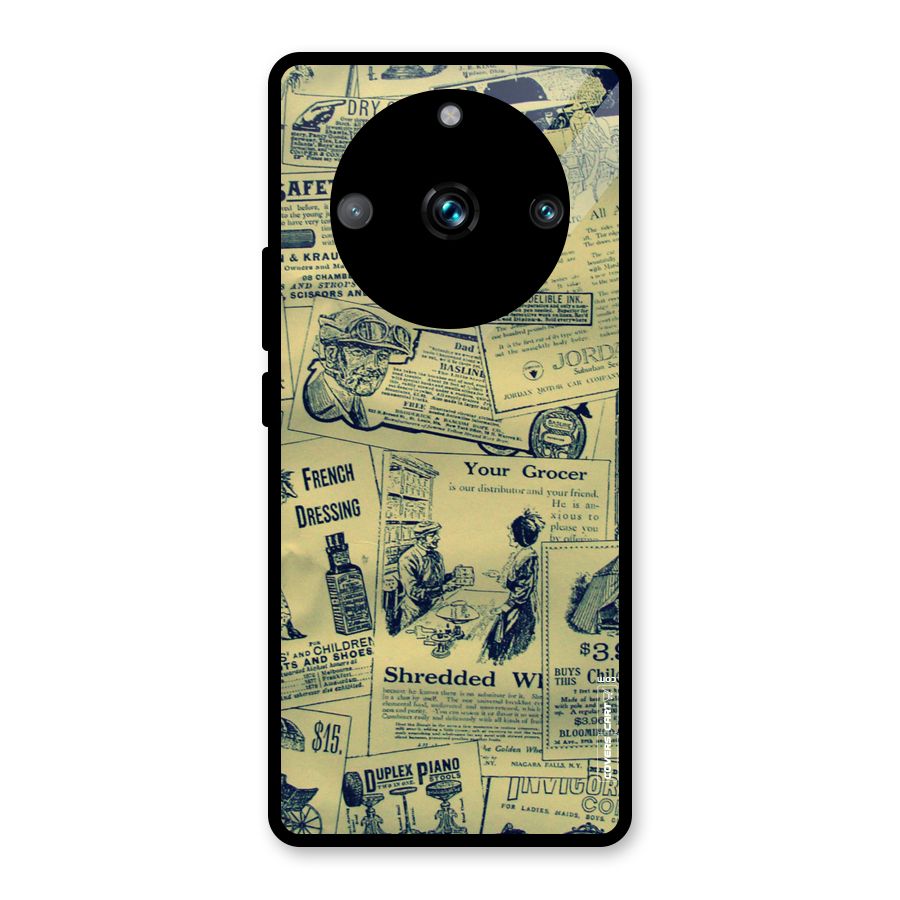 Vintage Newspaper Cutouts Glass Back Case for Realme 11 Pro