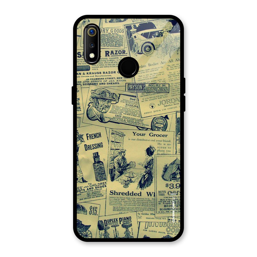 Vintage Newspaper Cutouts Glass Back Case for Realme 3