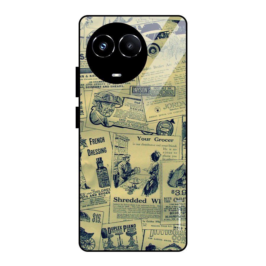 Vintage Newspaper Cutouts Glass Back Case for Realme Narzo 60X