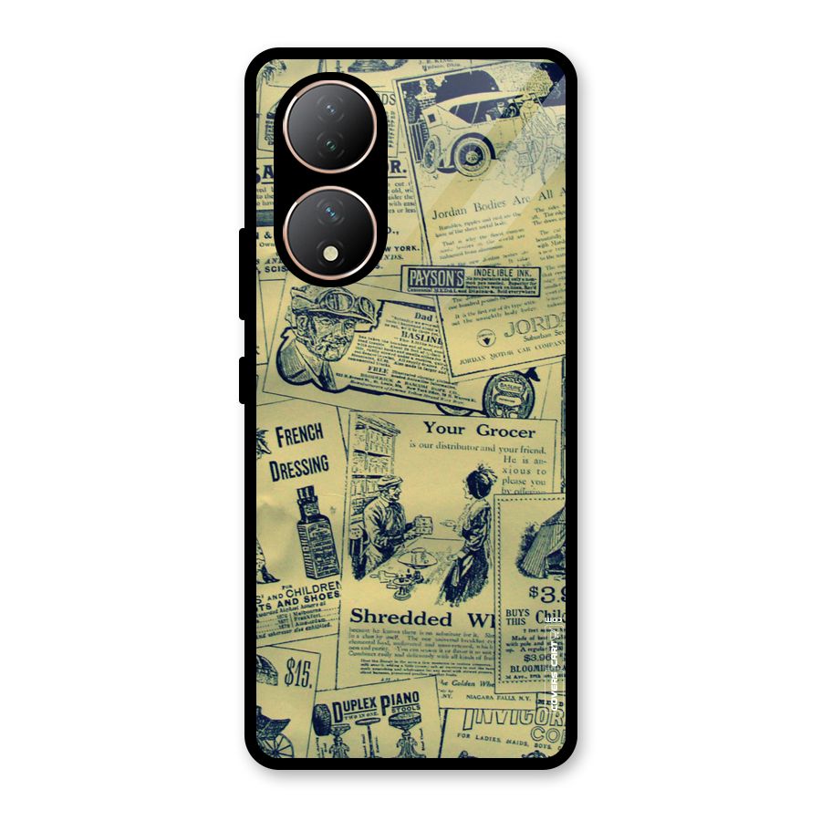Vintage Newspaper Cutouts Glass Back Case for Vivo Y100A