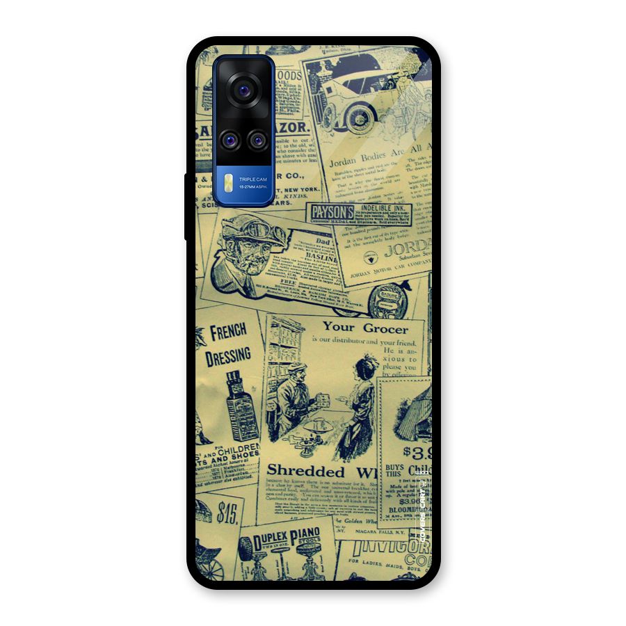 Vintage Newspaper Cutouts Glass Back Case for Vivo Y31