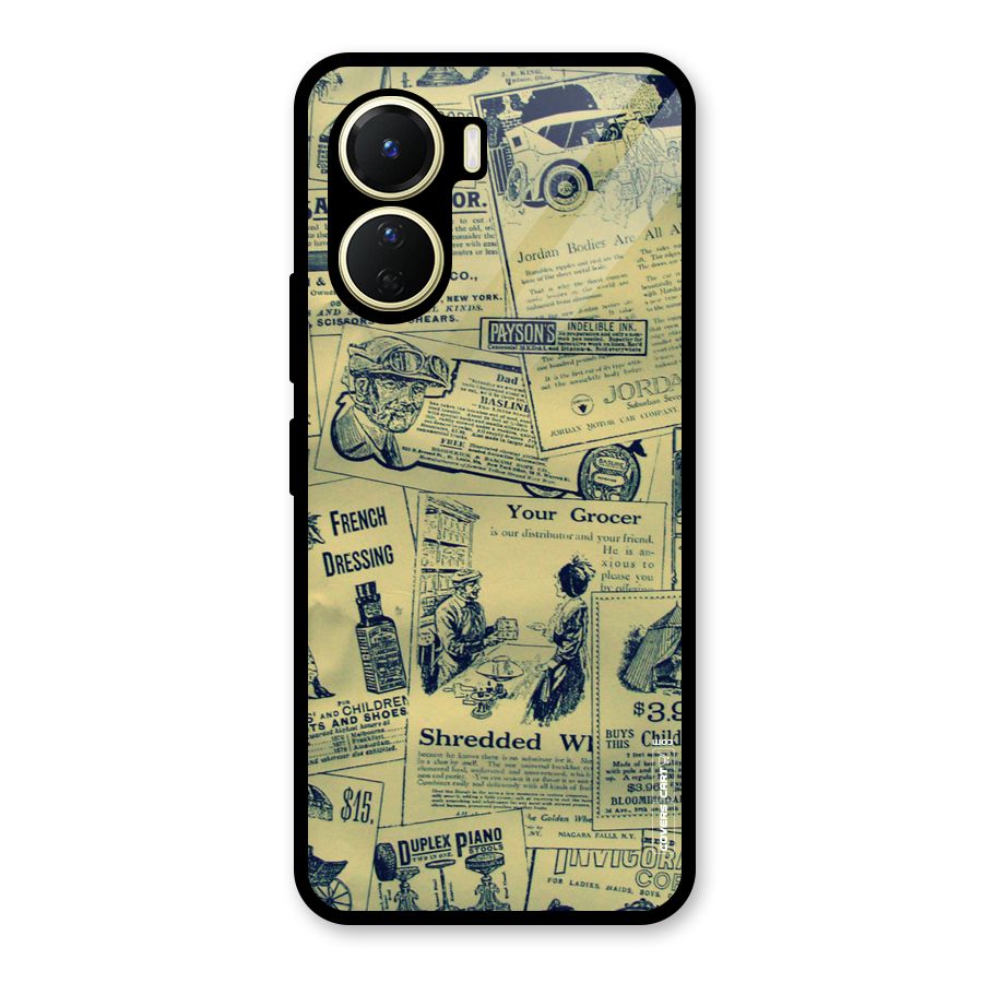 Vintage Newspaper Cutouts Glass Back Case for Vivo Y56