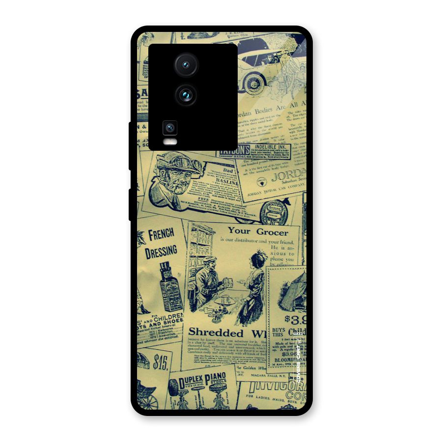 Vintage Newspaper Cutouts Glass Back Case for Vivo iQOO Neo 7