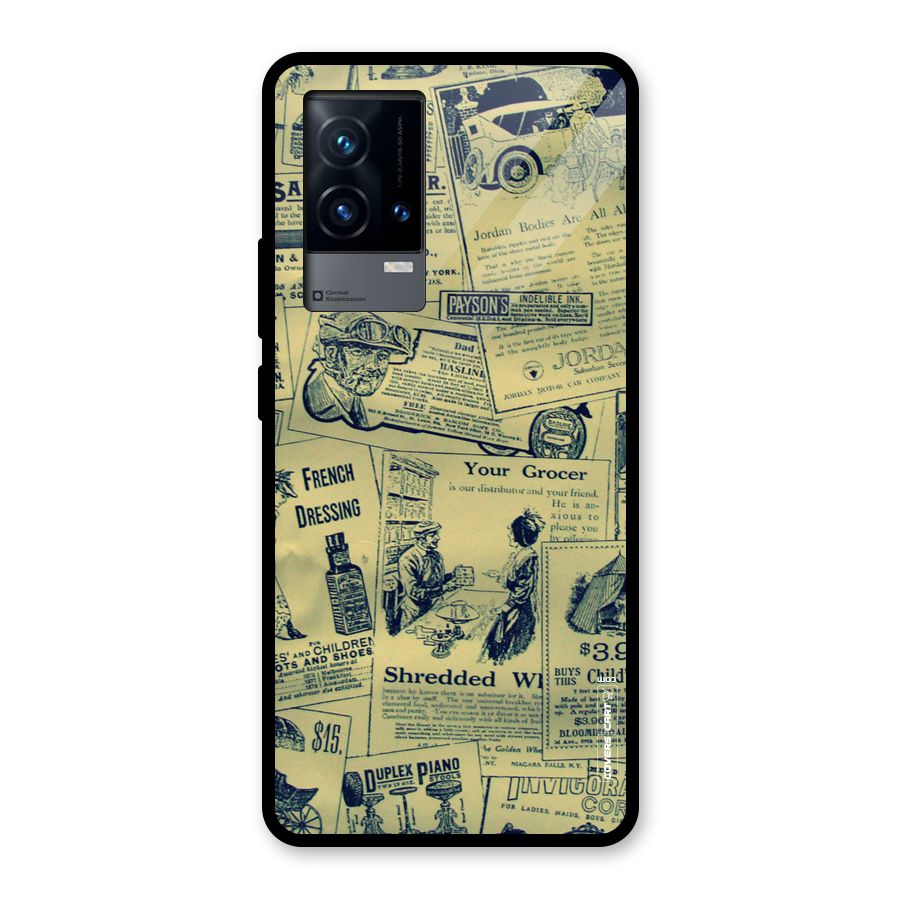 Vintage Newspaper Cutouts Glass Back Case for iQOO 9 5G