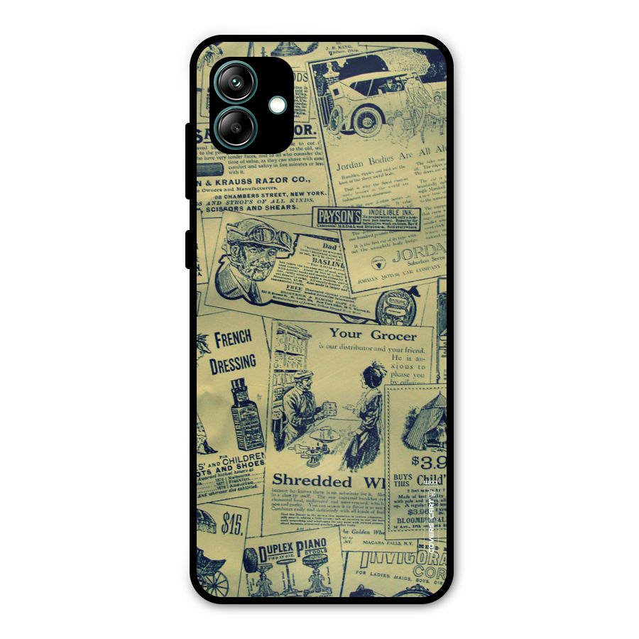 Vintage Newspaper Cutouts Metal Back Case for Galaxy A04