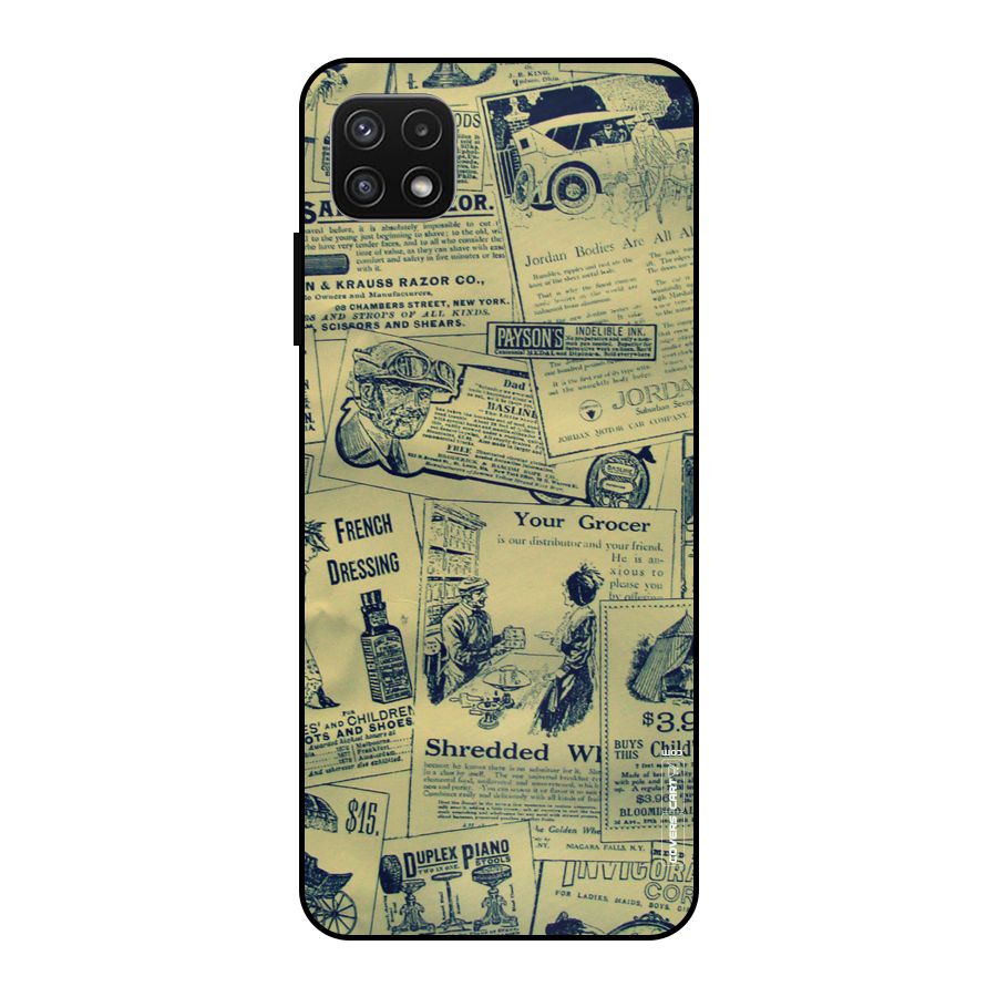 Vintage Newspaper Cutouts Metal Back Case for Galaxy A22 5G