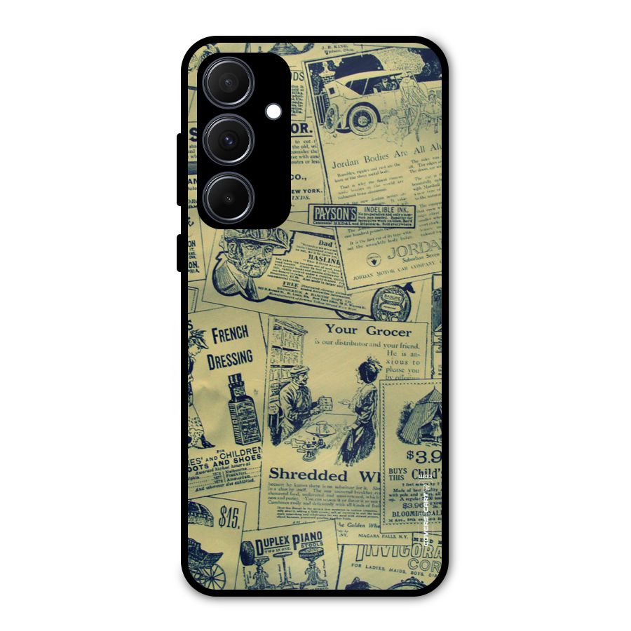 Vintage Newspaper Cutouts Metal Back Case for Galaxy A35