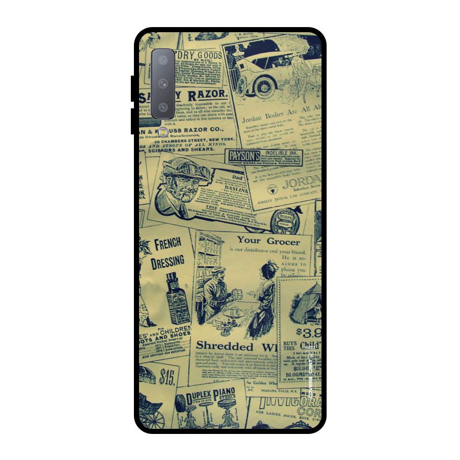 Vintage Newspaper Cutouts Metal Back Case for Galaxy A7 (2018)