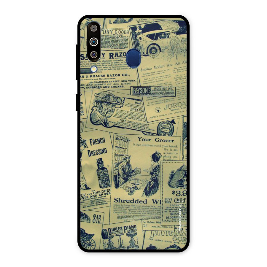 Vintage Newspaper Cutouts Metal Back Case for Galaxy M30