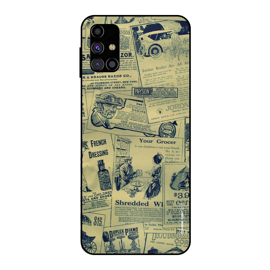 Vintage Newspaper Cutouts Metal Back Case for Galaxy M31s