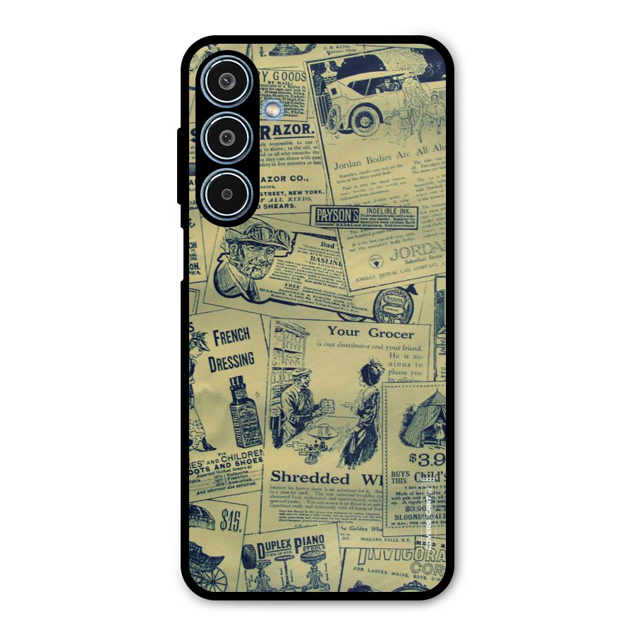 Vintage Newspaper Cutouts Metal Back Case for Galaxy M35