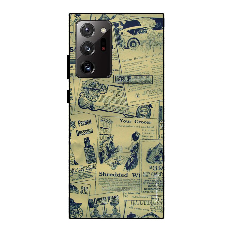 Vintage Newspaper Cutouts Metal Back Case for Galaxy Note 20 Ultra