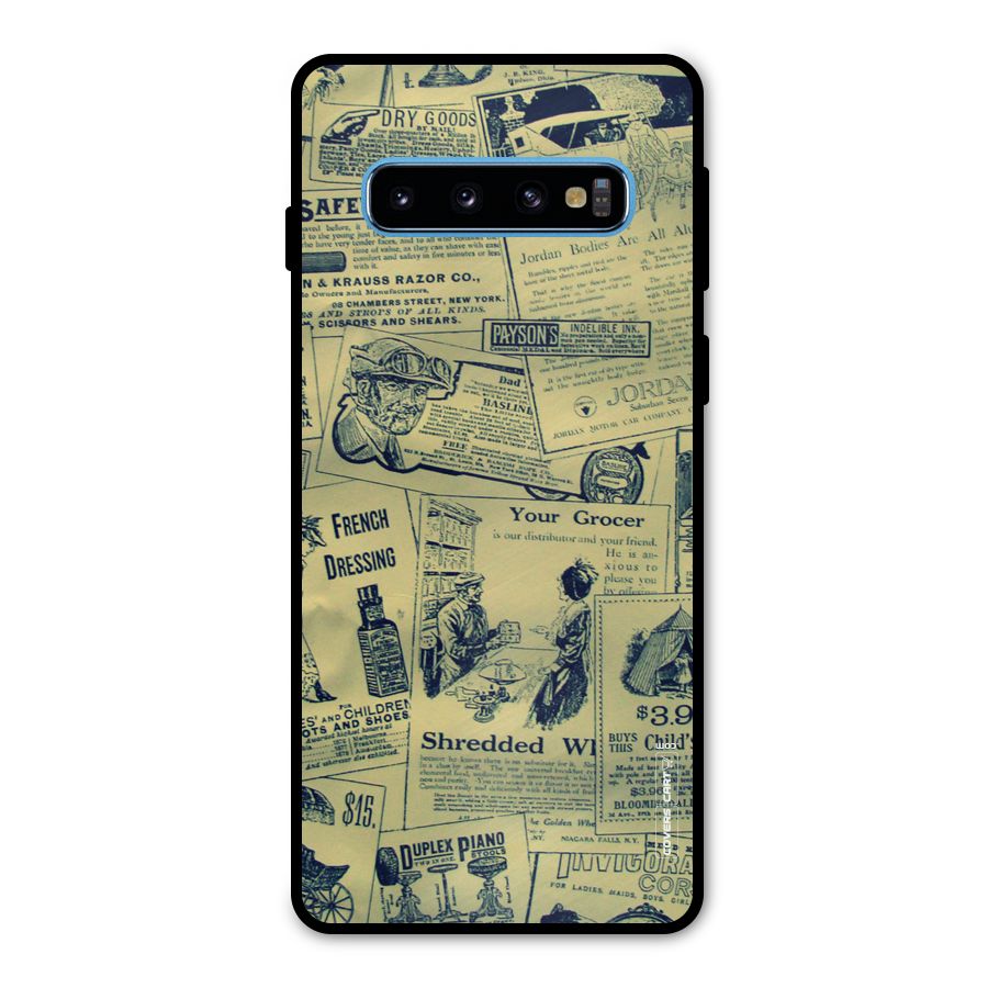 Vintage Newspaper Cutouts Metal Back Case for Galaxy S10