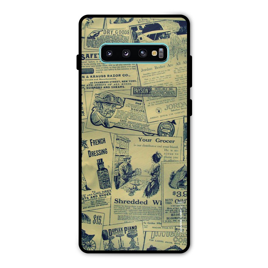 Vintage Newspaper Cutouts Metal Back Case for Galaxy S10 Plus
