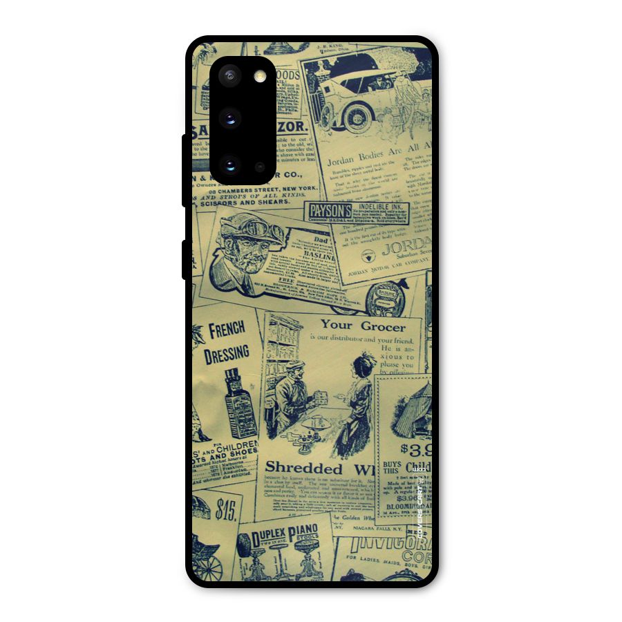 Vintage Newspaper Cutouts Metal Back Case for Galaxy S20
