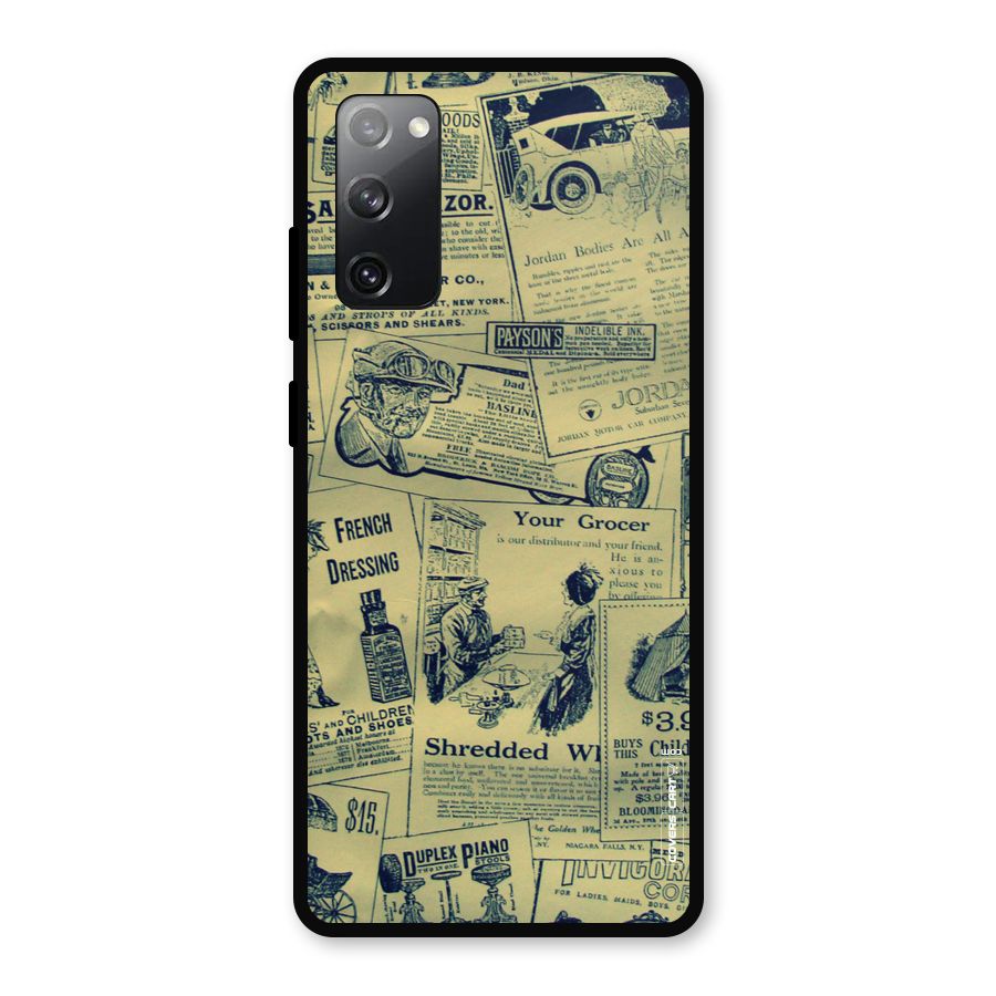 Vintage Newspaper Cutouts Metal Back Case for Galaxy S20 FE 5G