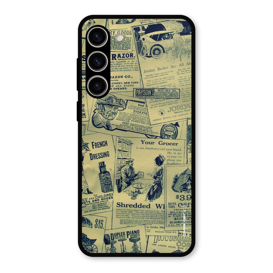 Vintage Newspaper Cutouts Metal Back Case for Galaxy S23 Plus
