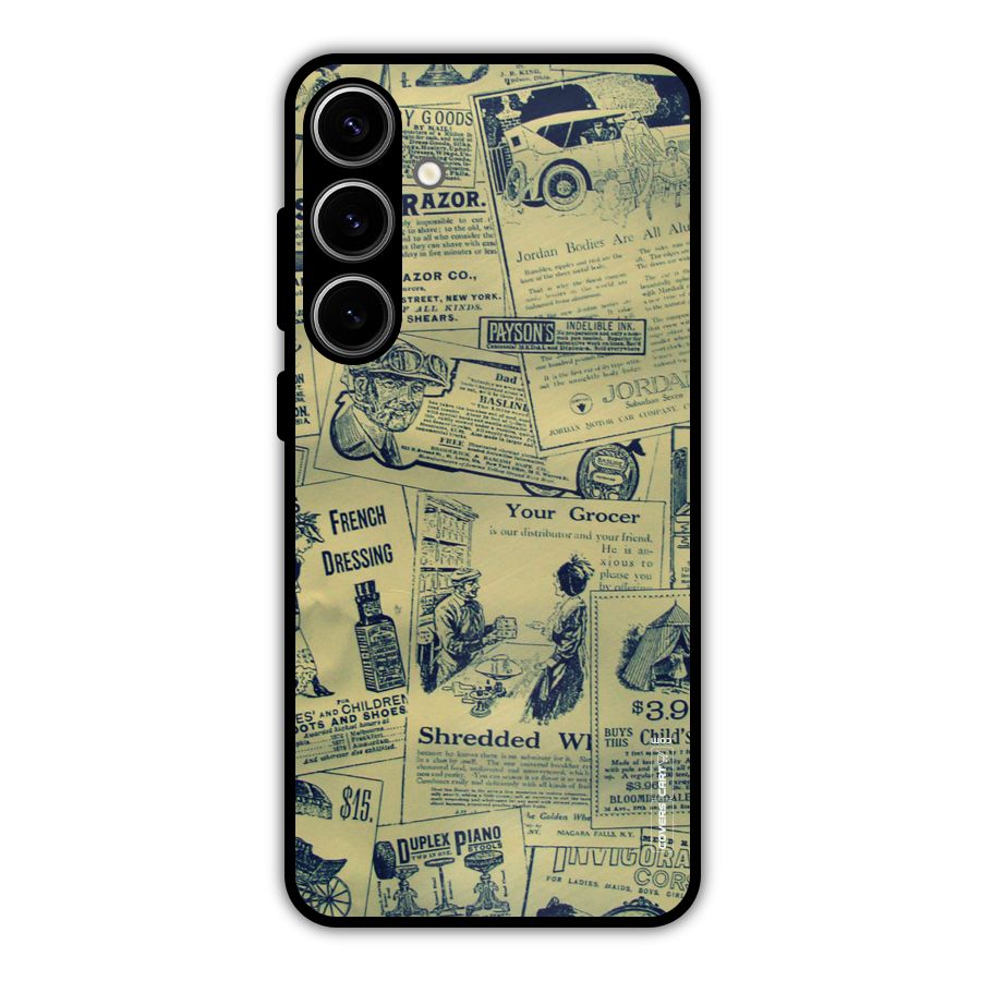 Vintage Newspaper Cutouts Metal Back Case for Galaxy S24 Plus