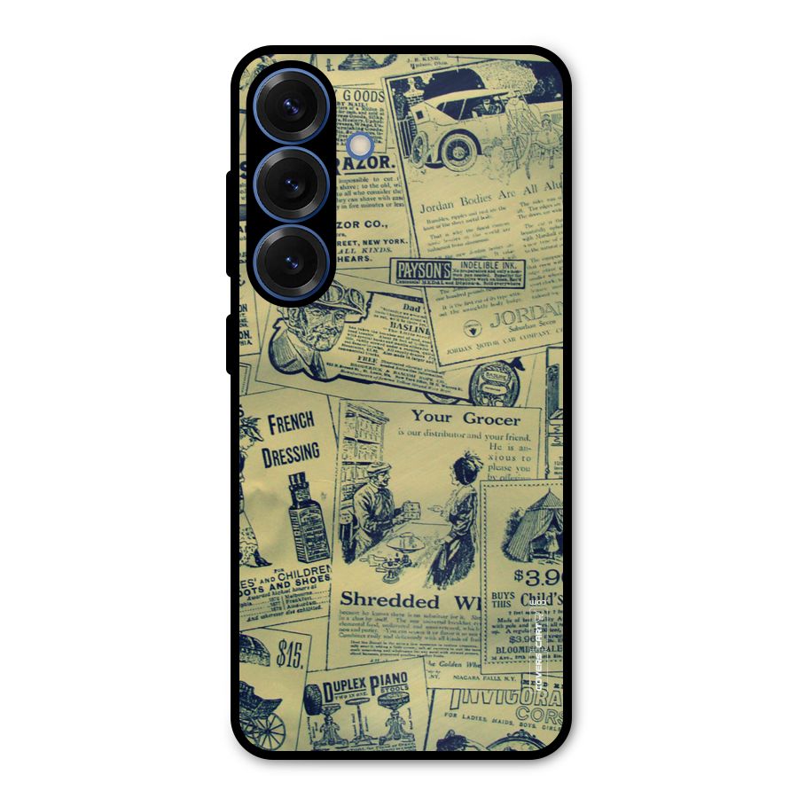 Vintage Newspaper Cutouts Metal Back Case for Galaxy S25