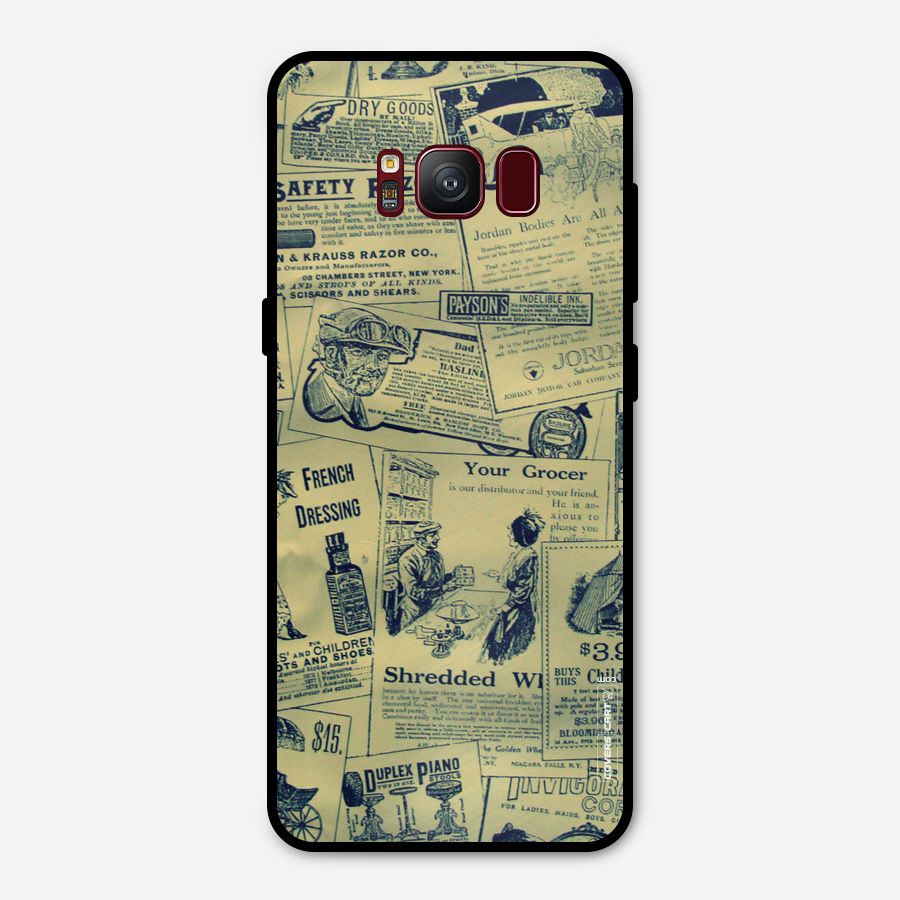 Vintage Newspaper Cutouts Metal Back Case for Galaxy S8