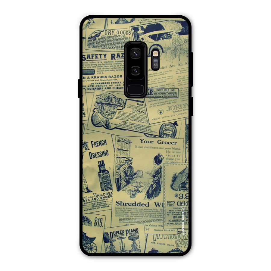 Vintage Newspaper Cutouts Metal Back Case for Galaxy S9 Plus