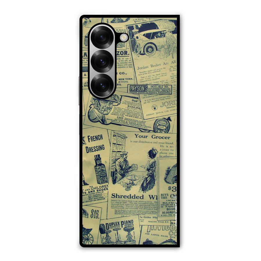 Vintage Newspaper Cutouts Metal Back Case for Galaxy Z Fold6