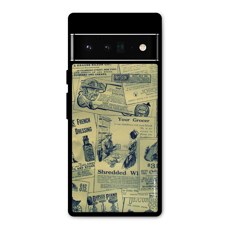 Vintage Newspaper Cutouts Metal Back Case for Google Pixel 6 Pro