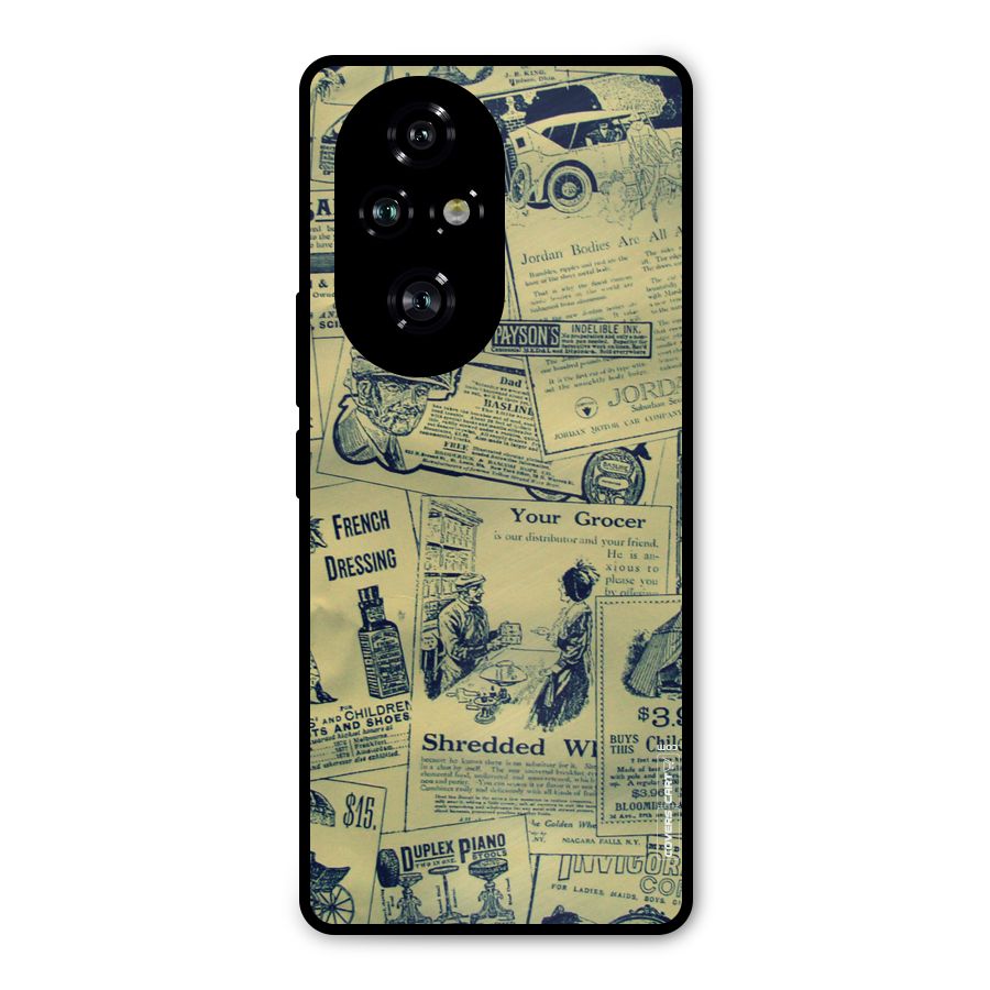 Vintage Newspaper Cutouts Metal Back Case for Honor 200 Pro