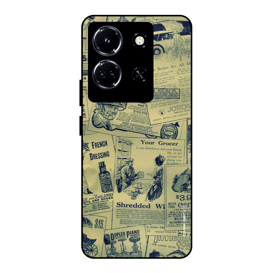 Vintage Newspaper Cutouts Metal Back Case for Infinix Note 30 5G