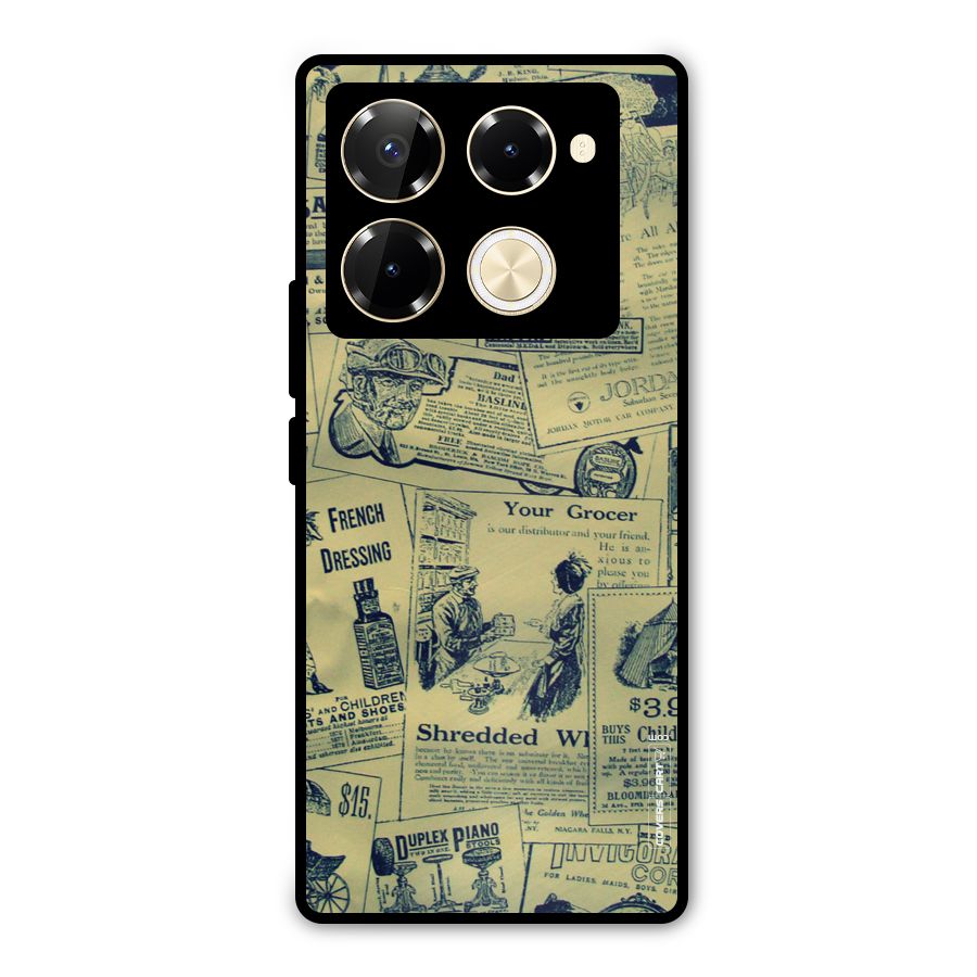 Vintage Newspaper Cutouts Metal Back Case for Infinix Note 40 Pro Plus
