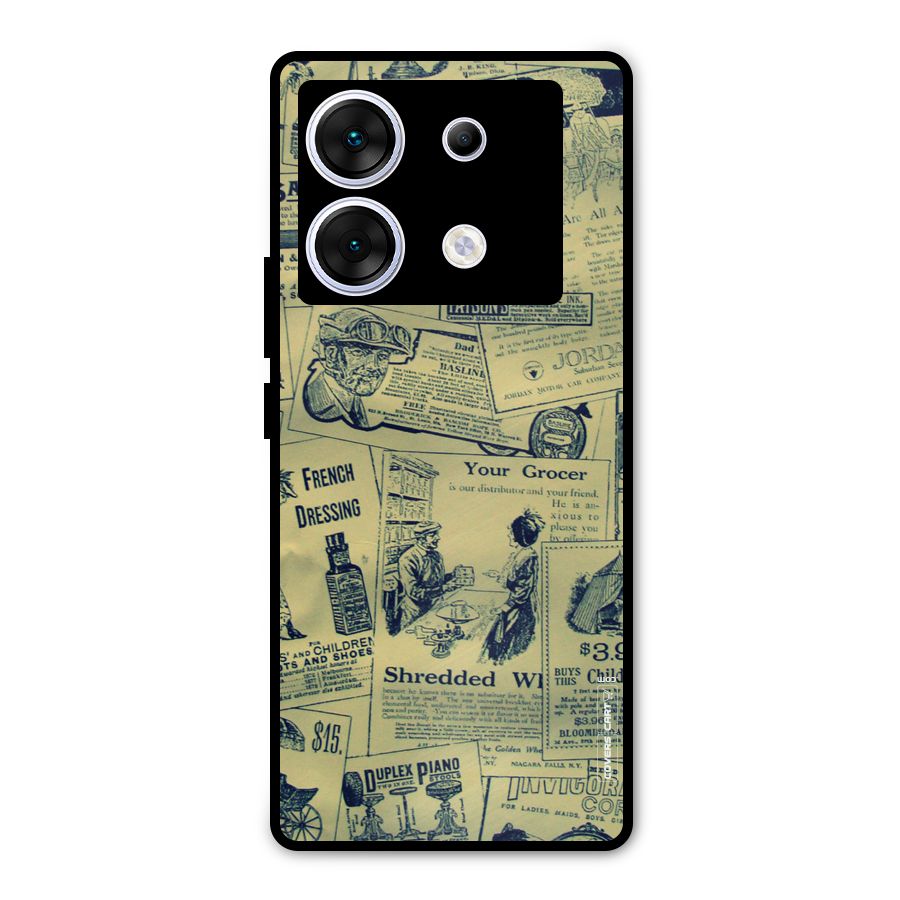 Vintage Newspaper Cutouts Metal Back Case for Infinix Zero 30 5G
