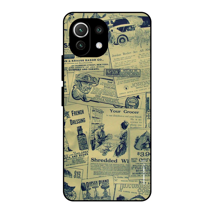 Vintage Newspaper Cutouts Metal Back Case for Mi 11 Lite