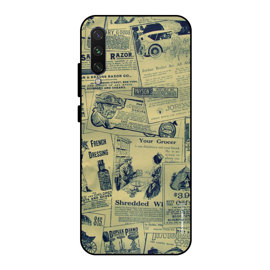 Vintage Newspaper Cutouts Metal Back Case for Mi A3
