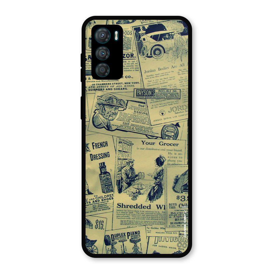 Vintage Newspaper Cutouts Metal Back Case for Moto G42