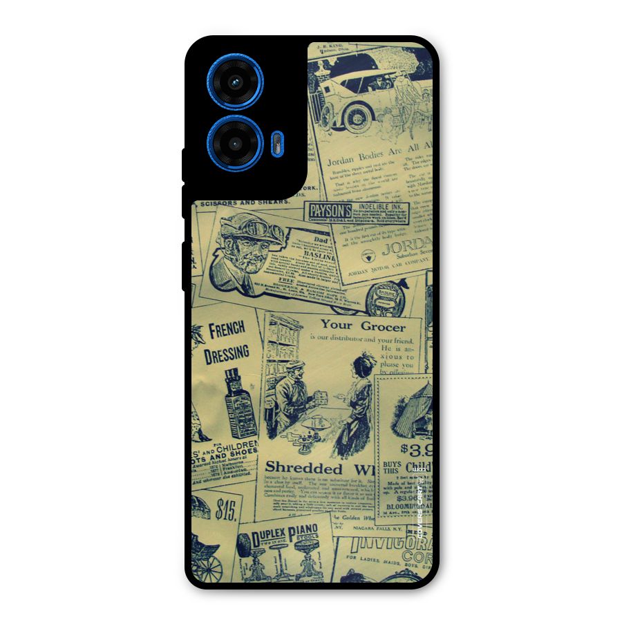 Vintage Newspaper Cutouts Metal Back Case for Moto G45
