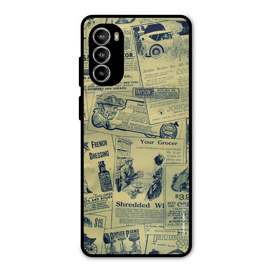 Vintage Newspaper Cutouts Metal Back Case for Moto G52