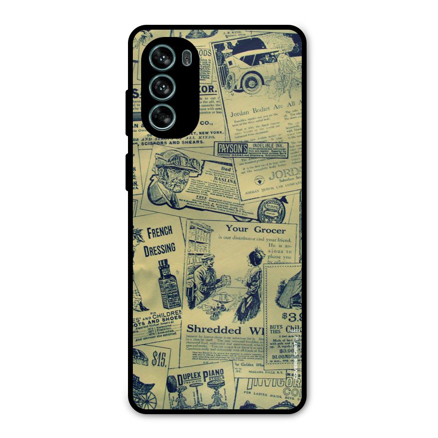 Vintage Newspaper Cutouts Metal Back Case for Moto G62