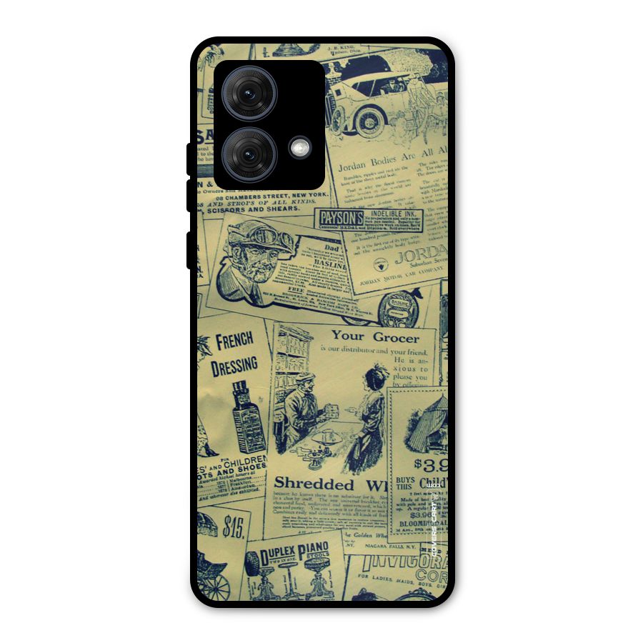 Vintage Newspaper Cutouts Metal Back Case for Moto G84