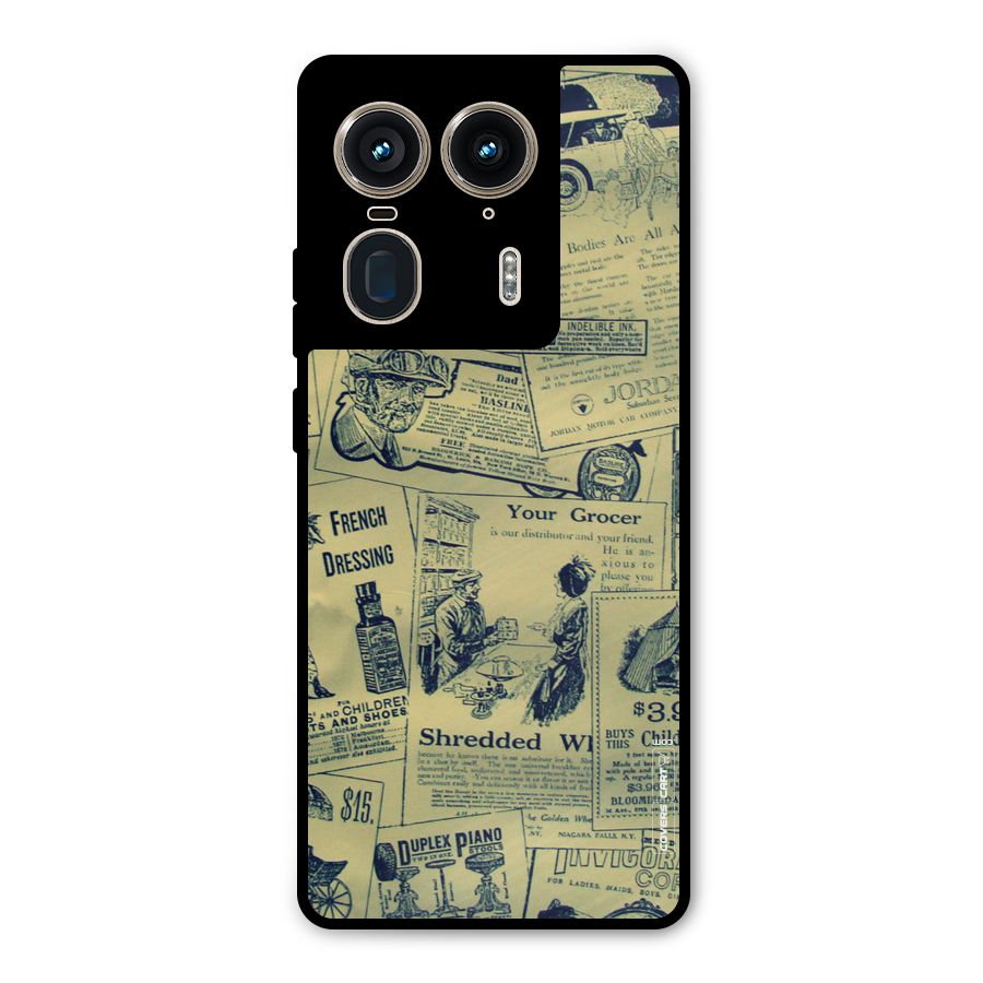 Vintage Newspaper Cutouts Metal Back Case for Motorola Edge 50 Ultra