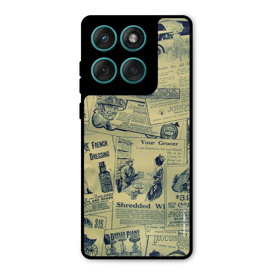 Vintage Newspaper Cutouts Metal Back Case for Motorola Edge 60