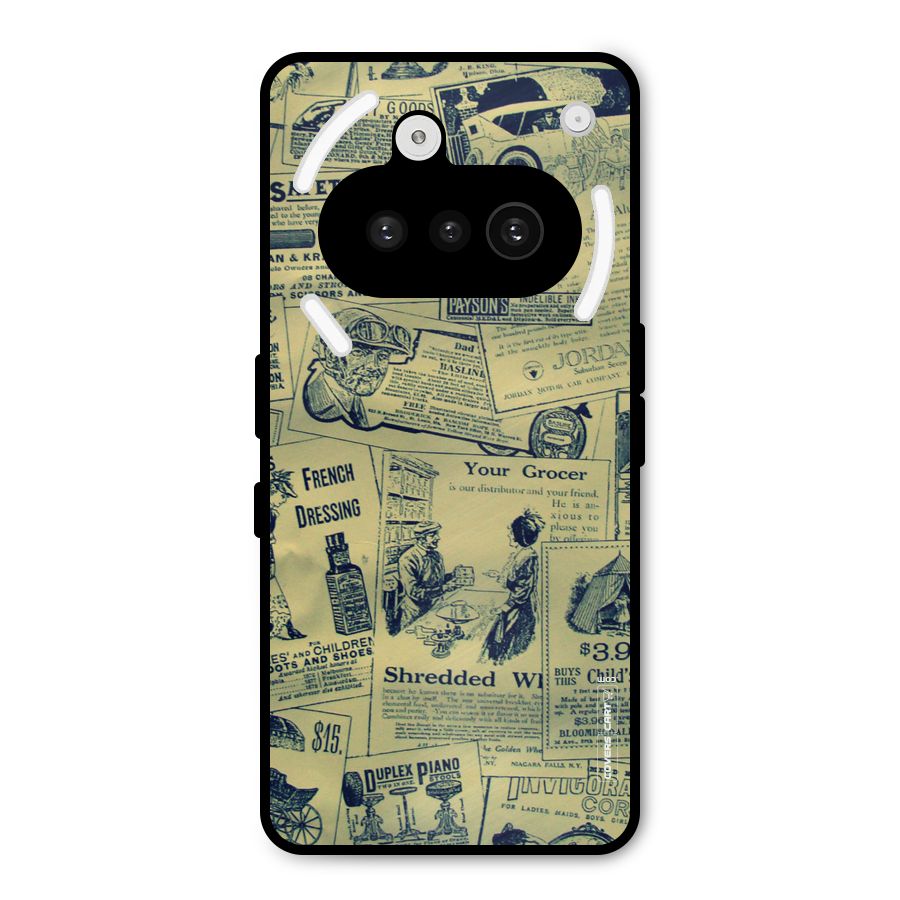 Vintage Newspaper Cutouts Metal Back Case for Nothing Phone 3a