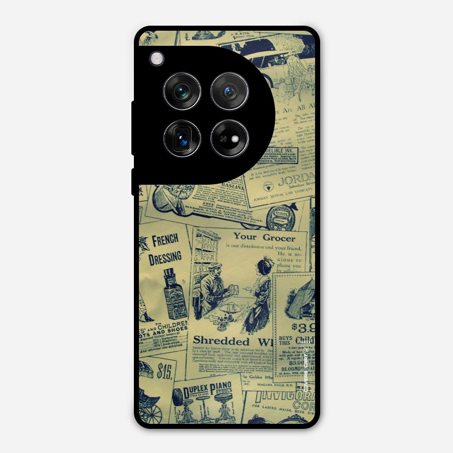 Vintage Newspaper Cutouts Metal Back Case for OnePlus 12