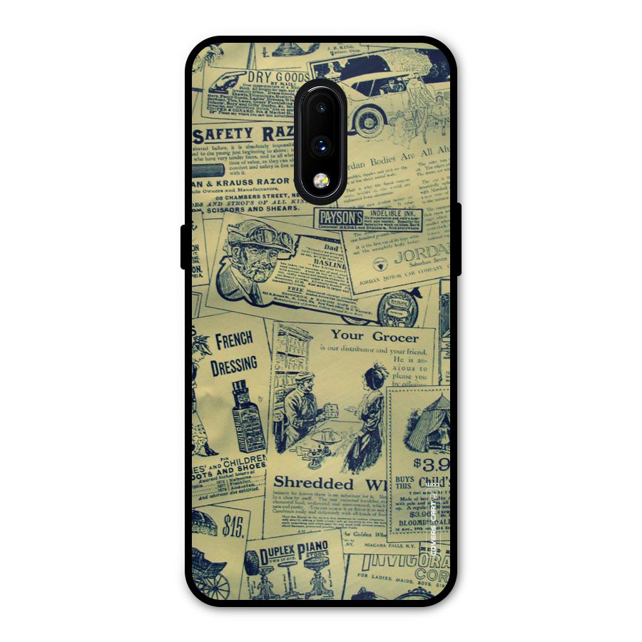 Vintage Newspaper Cutouts Metal Back Case for OnePlus 7