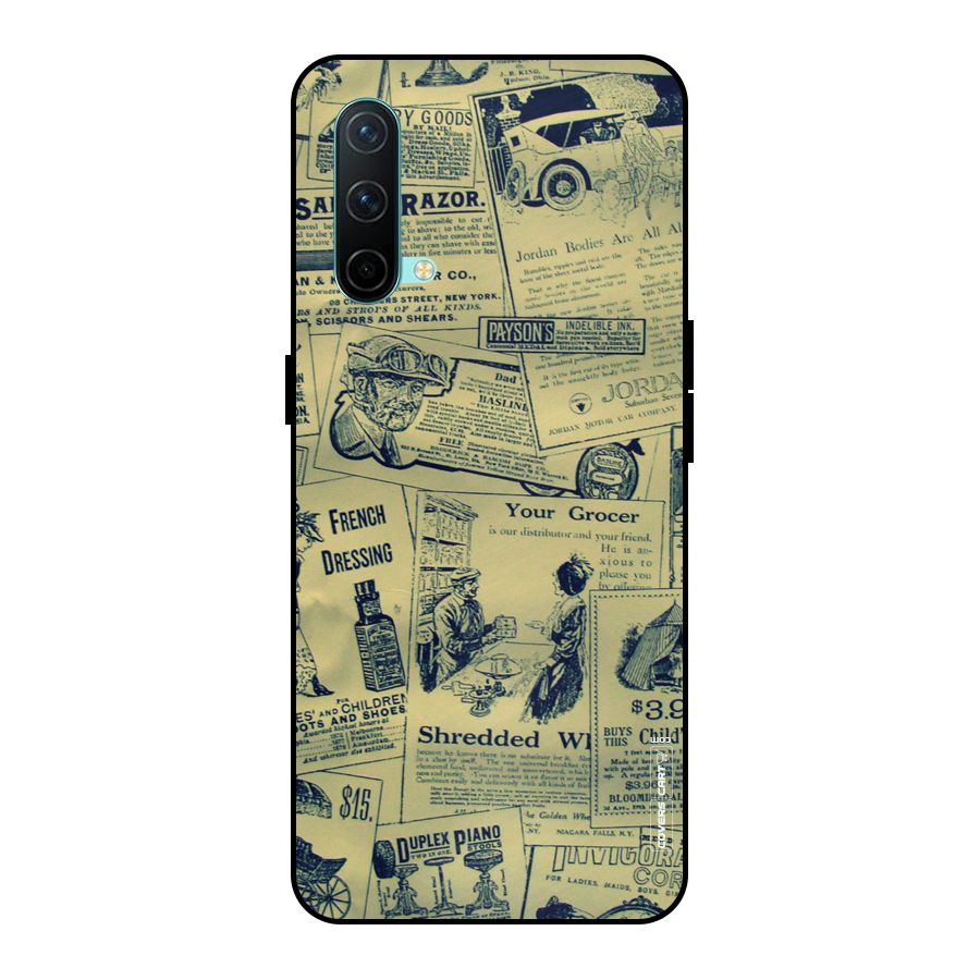 Vintage Newspaper Cutouts Metal Back Case for OnePlus Nord CE 5G