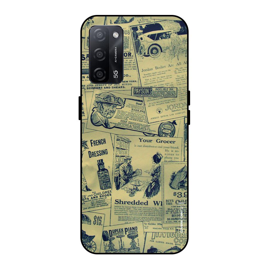 Vintage Newspaper Cutouts Metal Back Case for Oppo A53s 5G